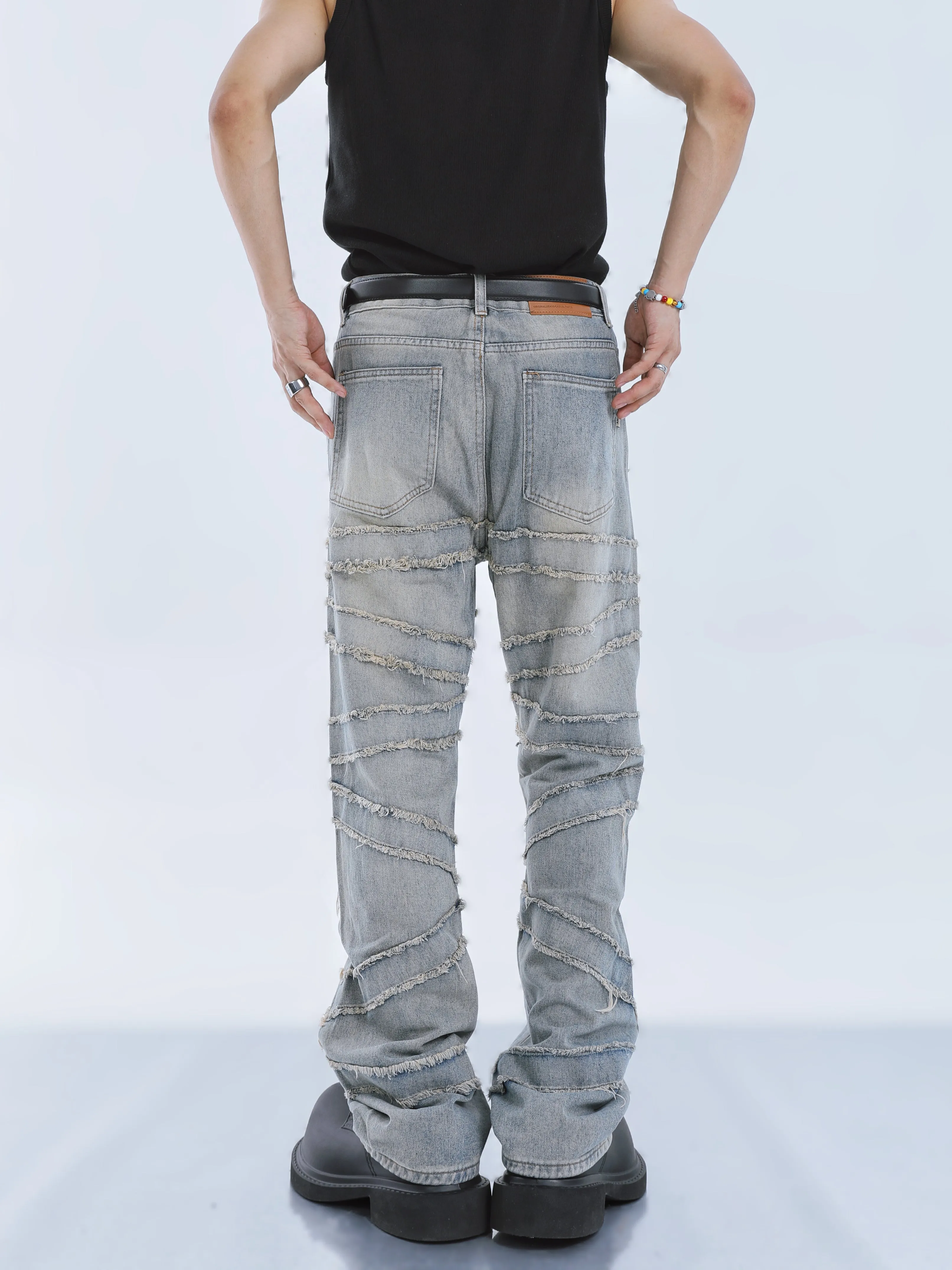 【23s September.】Fringed Raw Edge Loose Straight Jeans -M