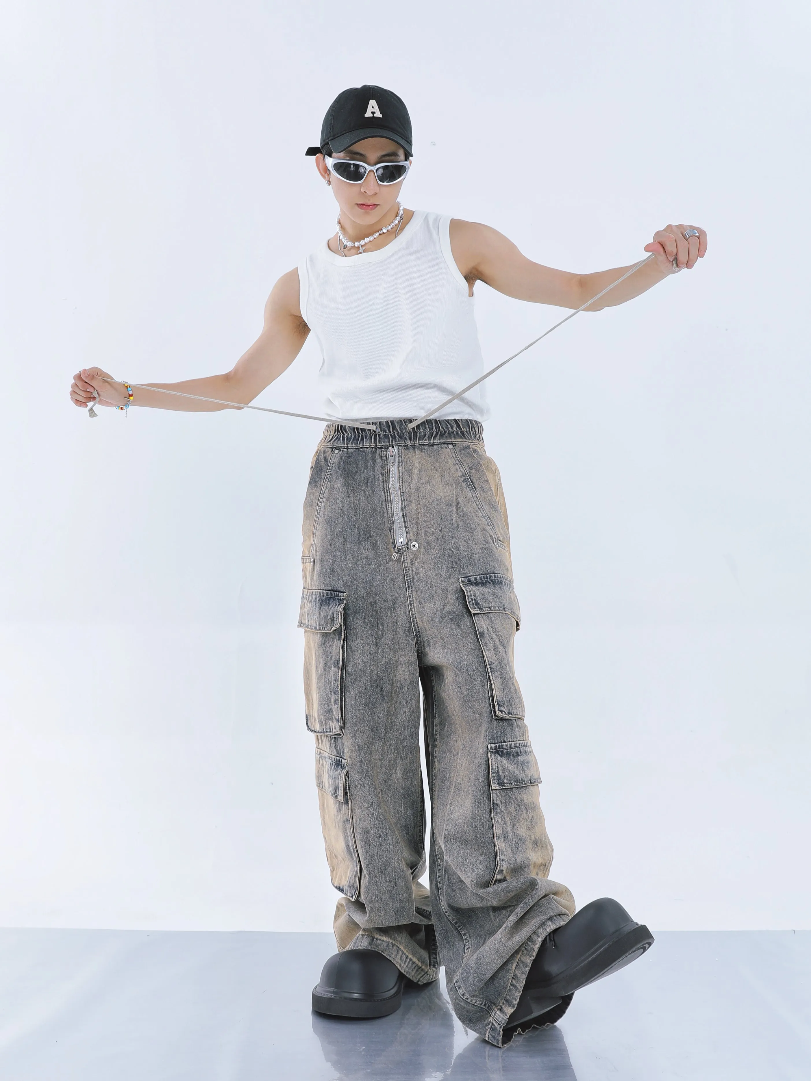 【23s September.】Large Pockets Cut Into Wide-leg Jeans
