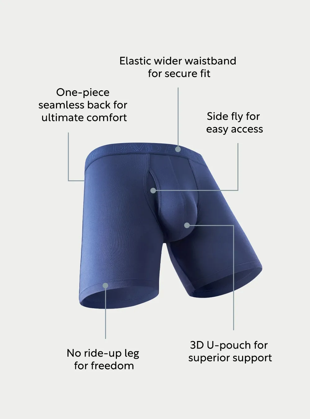 Bamboo Moisture Wicking Boxer Briefs 5.5" (6-Pack)