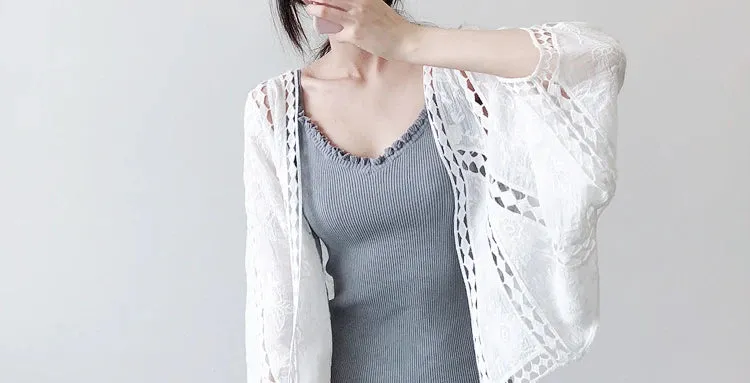 Faith's Cotton Linen Open Stitch Embroidered Summer Cover-Ups