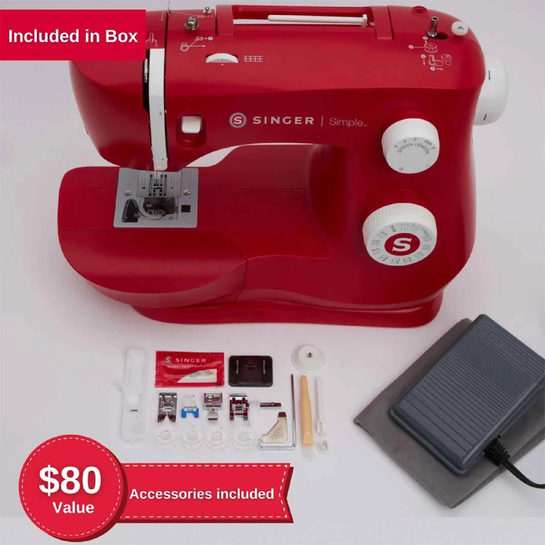 SINGER® Simple™ 3337 Red Sewing Machine
