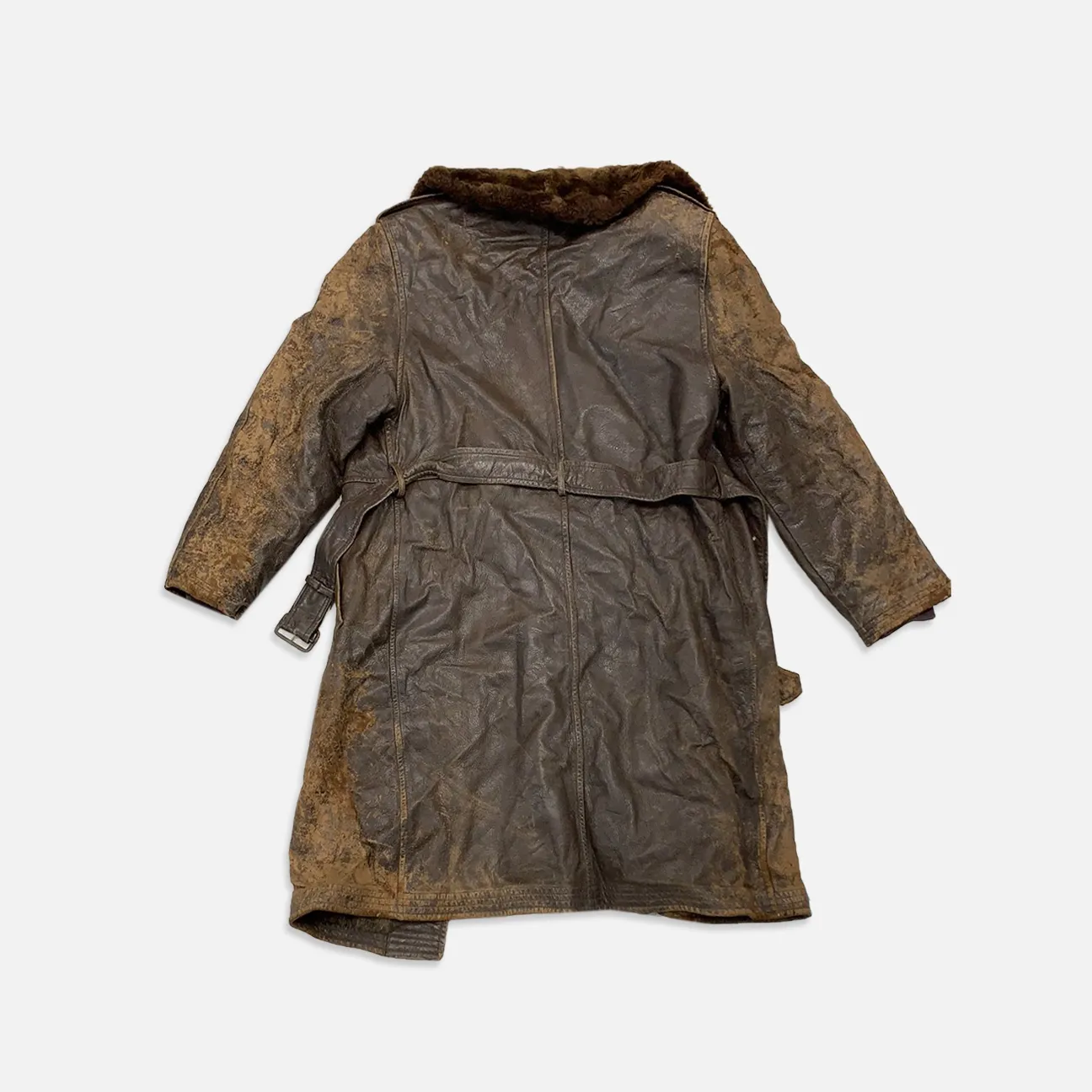 Vintage leather brown trench coat